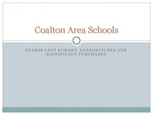 Coalton Area Schools EXCESS LEVY BUDGET EXPENDITURES AND