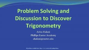 Problem Solving and Discussion to Discover Trigonometry Aviva