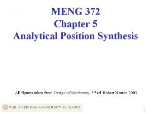 MENG 372 Chapter 5 Analytical Position Synthesis All
