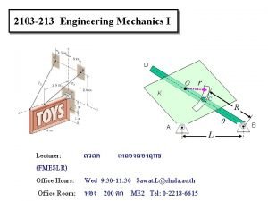2103 213 Engineering Mechanics I D O K