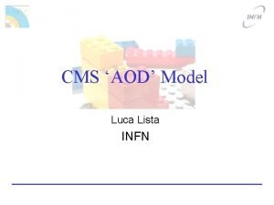 CMS AOD Model Luca Lista INFN Outline CMS