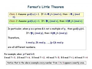 Fermats little theorem