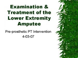 Examination Treatment of the Lower Extremity Amputee Preprosthetic