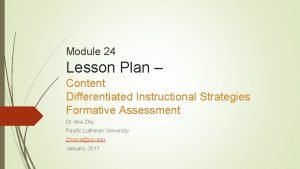 Module 24 Lesson Plan Content Differentiated Instructional Strategies