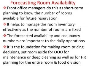 Importance of forecasting in front office management