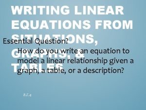 5-1 writing linear equations from situations and graphs