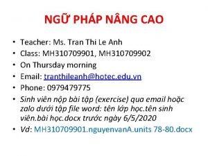NG PHP N NG CAO Teacher Ms Tran