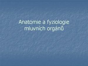 Anatomie a fyziologie mluvnch orgn n Mluvn orgny