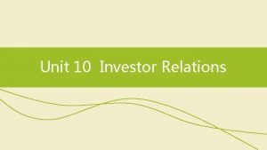 Investor relations skills