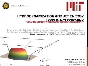 HYDRODYNAMIZATION AND JET ENERGY LOSS IN HOLOGRAPHY TOWARDS