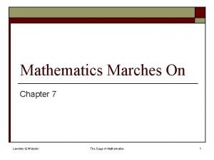 Mathematics Marches On Chapter 7 Lewinter Widulski The