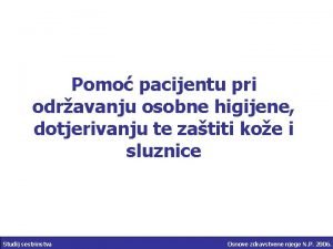 Osobna higijena bolesnika