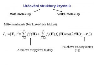 Urovn struktury krystal Mal molekuly Velk molekuly Men