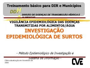 Treinamento bsico para DIR e Municpios H DDT