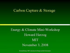 Carbon Capture Storage Energy Climate MiniWorkshop Howard Herzog