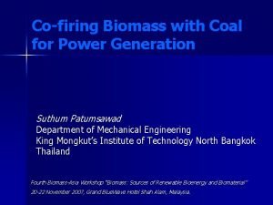 Cofiring Biomass with Coal for Power Generation Suthum