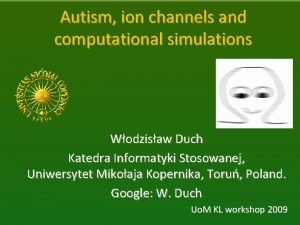 Autism ion channels and computational simulations Wodzisaw Duch
