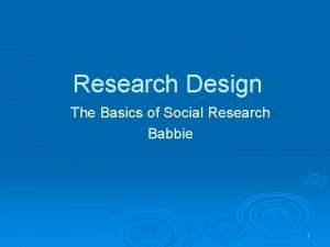 Research Design The Basics of Social Research Babbie