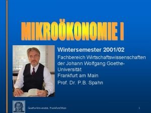 Mikro I Wintersemester 200102 Fachbereich Wirtschaftswissenschaften der Johann