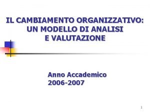 IL CAMBIAMENTO ORGANIZZATIVO UN MODELLO DI ANALISI E