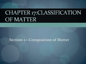 Classification of matter flow chart