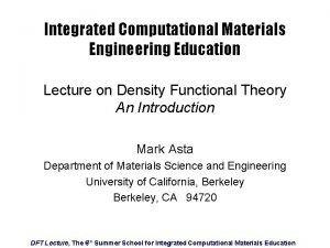 Integrated Computational Materials Engineering Education Lecture on Density