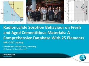 Radionuclide Sorption Behaviour on Fresh and Aged Cementitious