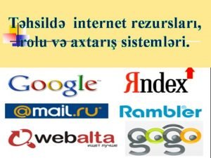 Thsild internet rezurslar rolu v axtar sistemlri Thsil