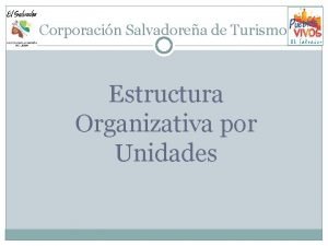 Corporacin Salvadorea de Turismo Estructura Organizativa por Unidades