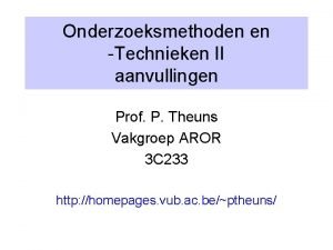 Onderzoeksmethoden en technieken