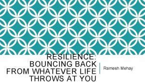RESILIENCE BOUNCING BACK FROM WHATEVER LIFE THROWS AT