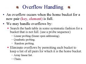 Overflow Handling An overflow occurs when the home
