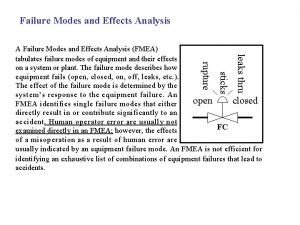 Failure Modes and Effects Analysis leaks thru sticks