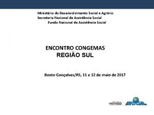 Ministrio do Desenvolvimento Social e Agrrio Secretaria Nacional