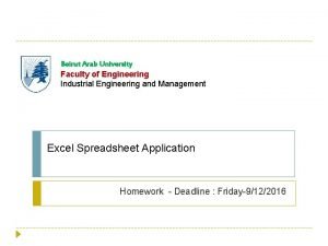 Beirut Arab University Faculty of Engineering Industrial Engineering