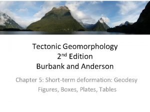 Tectonic Geomorphology 2 nd Edition Burbank and Anderson