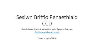 Sesiwn Briffio Penaethiaid CCD Debbie Lewis Uwch Arweinydd