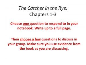 The catcher in the rye chapter 1