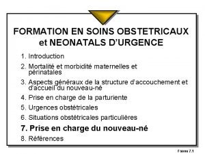 FORMATION EN SOINS OBSTETRICAUX et NEONATALS DURGENCE 1