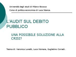 Universit degli studi di MilanoBicocca Corso di politica