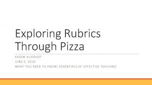 Pizza evaluation rubric