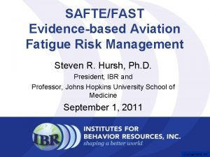 SAFTEFAST Evidencebased Aviation Fatigue Risk Management Steven R