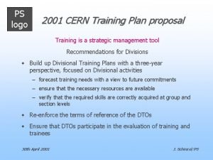 Training plan proposal