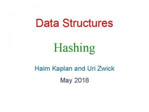 Data Structures Hashing Haim Kaplan and Uri Zwick