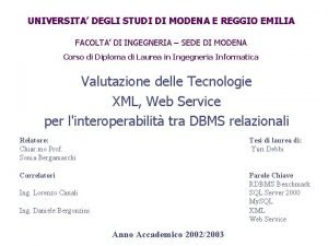 UNIVERSITA DEGLI STUDI DI MODENA E REGGIO EMILIA