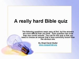 Hard bible questions