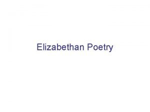 Elizabethan poetry