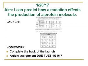 12617 Aim I can predict how a mutation