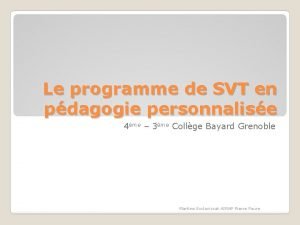 Le programme de SVT en pdagogie personnalise 4me