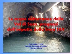Le acque sotterranee della Val di Susa prognosi